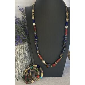 Handmade Mayan Runes matching necklace and bracelet set